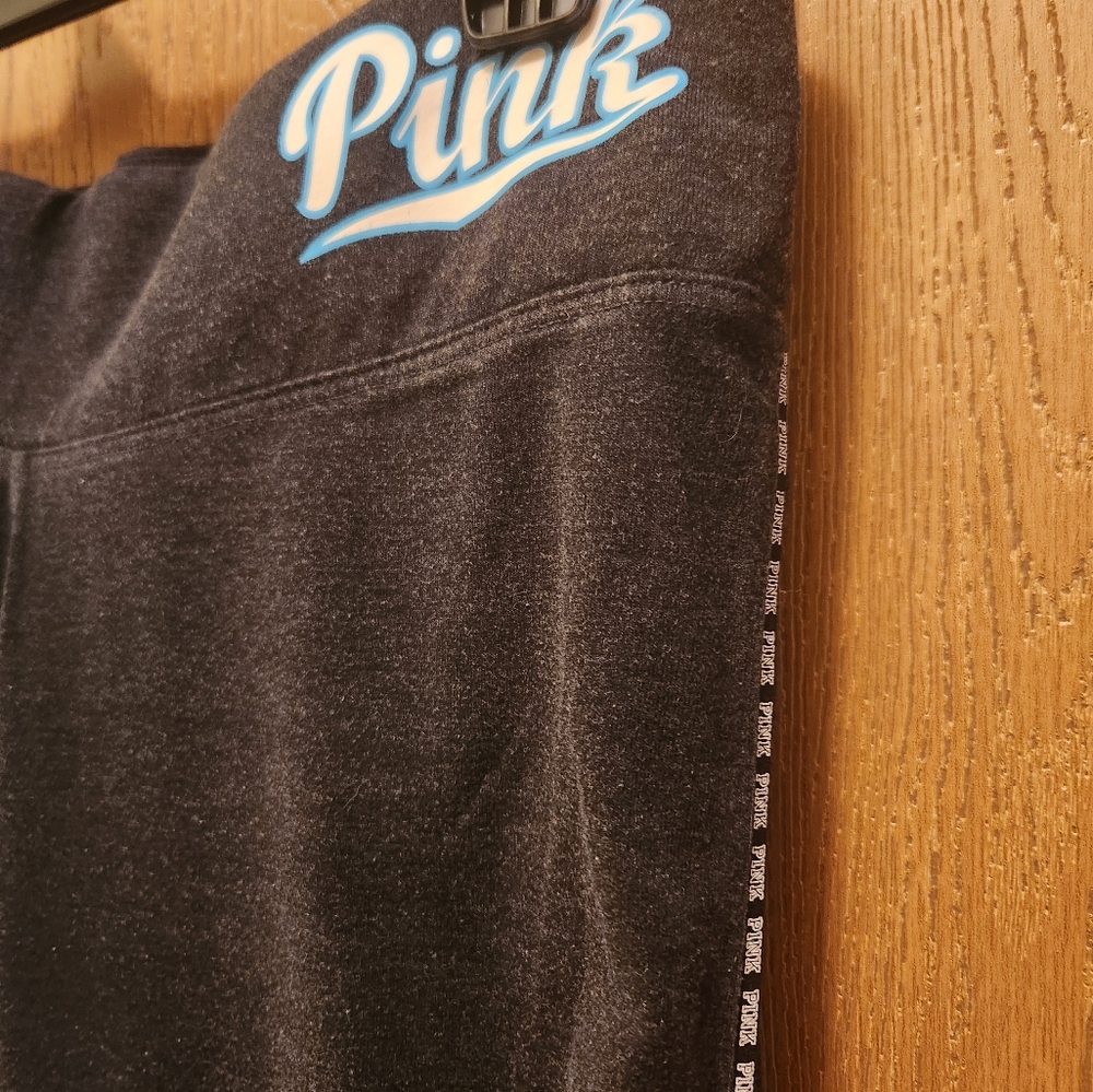 Pink Victorias Secret Logo Black Leggings